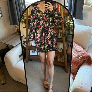 Vici Black Floral Wrap Dress